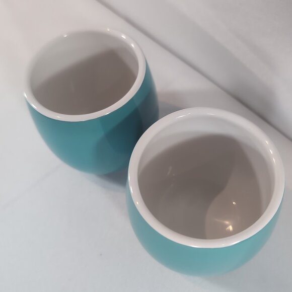 David's Tea 2 Set Demitasse Bubble Cups Mugs Aqua Blue Ceramic Coffee Tea Lot - Picture 5 of 12